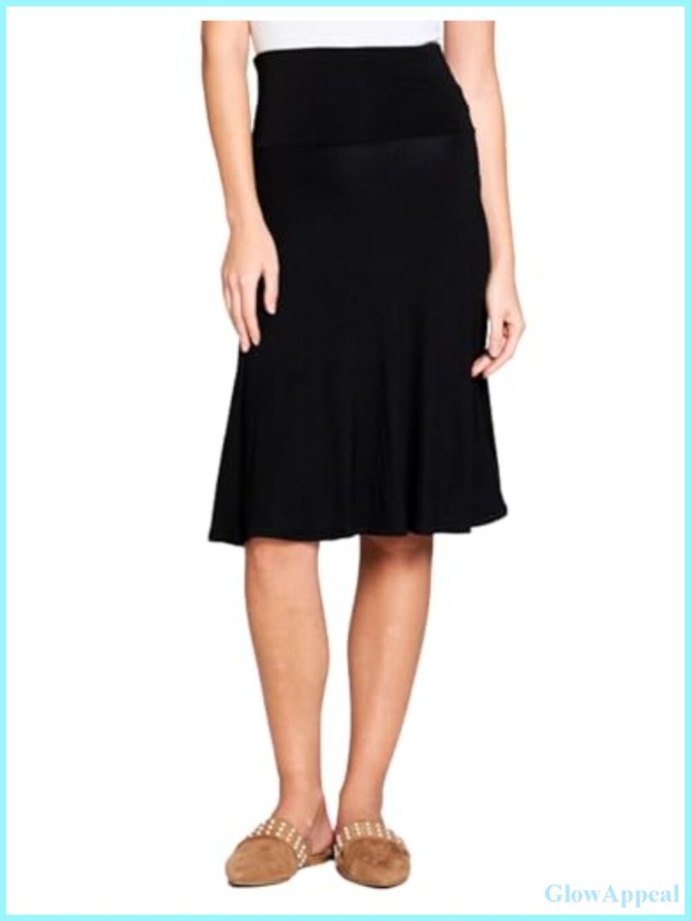 Popana Women's Midi Skirt Rayon Spandex Flowy A-Line Pull-On Casual